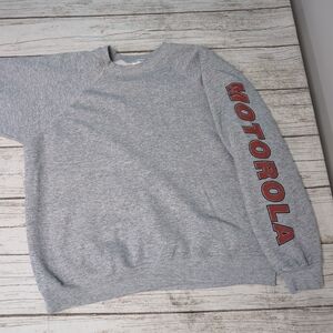 Vintage Hanes Made In USA Grey Motorola Crewneck Sweater Size Xl